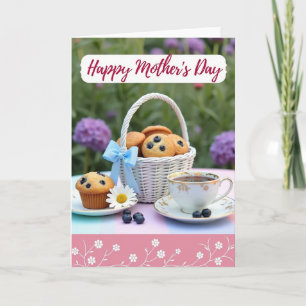 Tarjeta del Día de la Madre con Muffin de Frutas