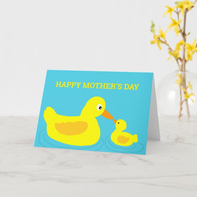 Tarjeta del día de la madre con patos adorables y  (flor amarilla)