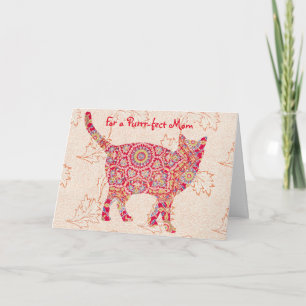 Tarjeta del Día de la Madre con Patrón de Gato Vin