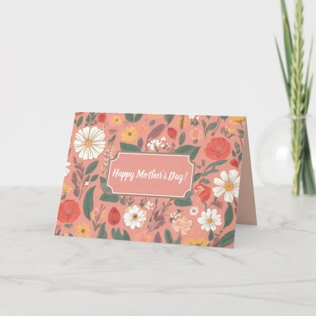 Tarjeta del Día de la Madre con Patrón Floral (Anverso)
