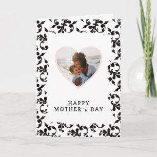 Tarjeta del Día de la Madre con patrón rococó en c