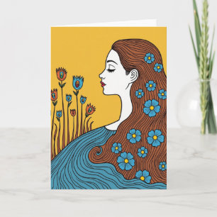 Tarjeta del Día de la Madre con Perfil Floral