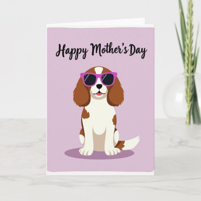 Tarjeta del Día de la Madre con Perro con Gafas de (Anverso)