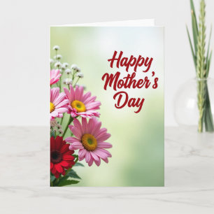 Tarjeta del Día de la Madre con ramo a rayas