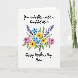 Tarjeta del Día de la Madre con ramo de acuarela
