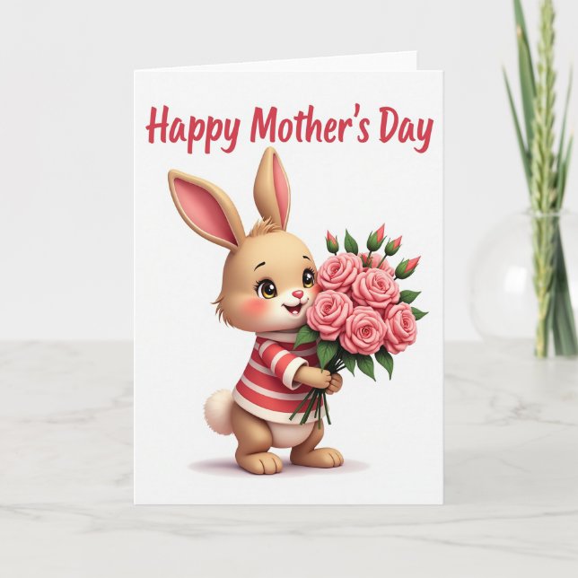 Tarjeta del Día de la Madre con Ramo de Rosas (Anverso)