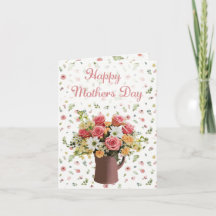 Tarjeta del Día de la Madre con ramo de rosas eleg