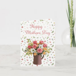 Tarjeta del Día de la Madre con ramo de rosas eleg