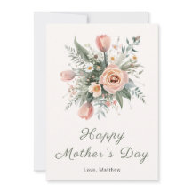 Tarjeta del Día de la Madre con ramo de tulipanes 