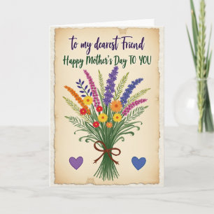 Tarjeta del Día de la Madre con Ramo Rústico
