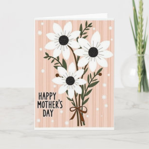 Tarjeta del Día de la Madre con Raya de Ramo Flora