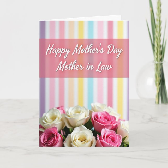 Tarjeta del Día de la Madre con Rayas de Pastel (Anverso)