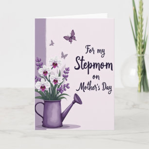 Tarjeta del Día de la Madre con Regadera Morada