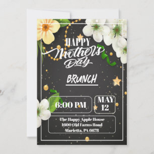 Tarjeta del día de la madre con regalo y flores