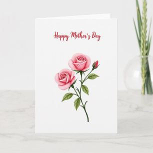 Tarjeta del Día de la Madre con Rosa a la Acuarela