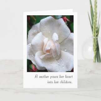 Tarjeta del día de la madre con rosa blanca