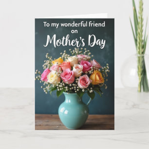 Tarjeta del Día de la Madre con Rosa en Jarrón Ver