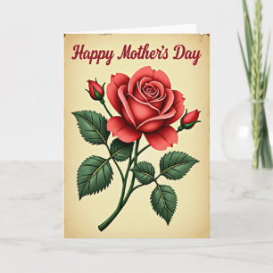 Tarjeta del Día de la Madre con Rosa Floral