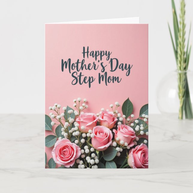 Tarjeta del Día de la Madre con Rosa Pastel (Anverso)