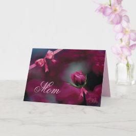 Tarjeta del Día de la Madre con Rosa Rosa Capullo