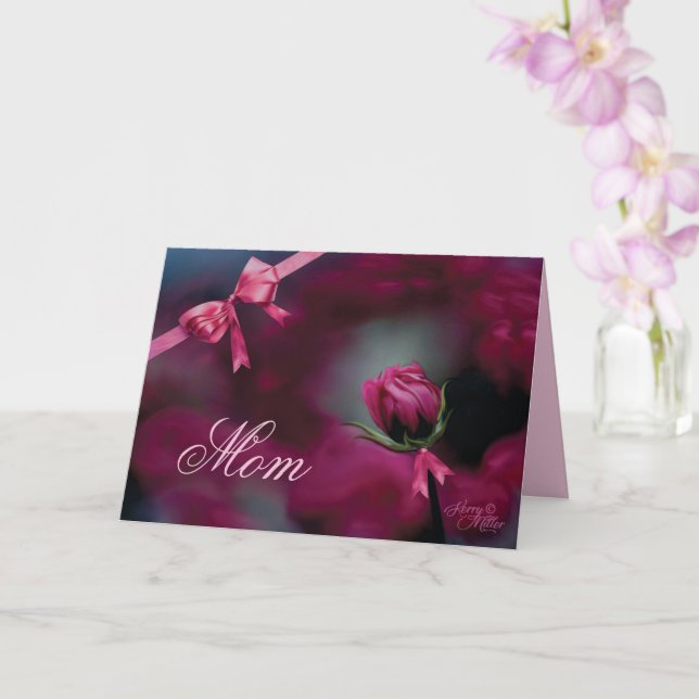 Tarjeta del Día de la Madre con Rosa Rosa Capullo (Orquídea)