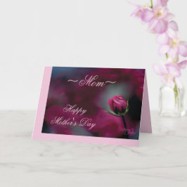 Tarjeta del Día de la Madre con Rosa Rosada en Cap