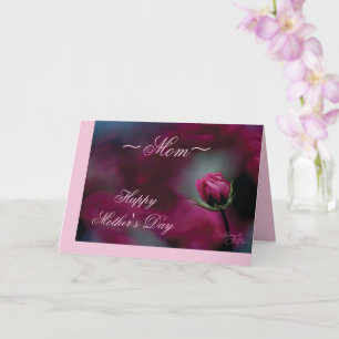 Tarjeta del Día de la Madre con Rosa Rosada en Cap