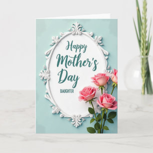 Tarjeta del Día de la Madre con rosas enmarcadas