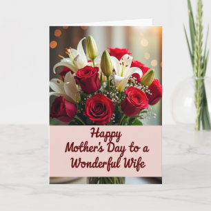 Tarjeta del Día de la Madre con Rosas Florales de 