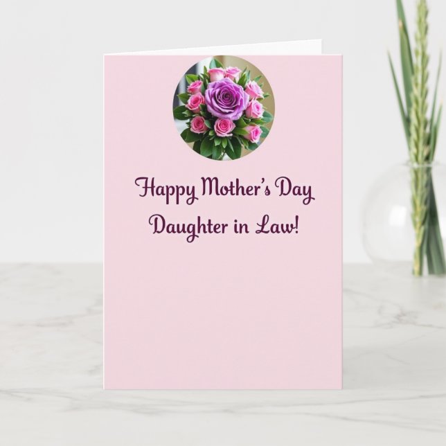 Tarjeta del Día de la Madre con Rosas Lavanda (Anverso)