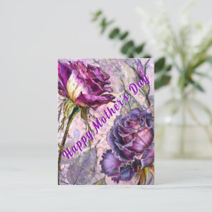 Tarjeta del Día de la Madre con Rosas Purpúreas