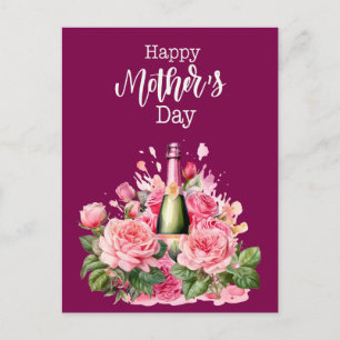 Tarjeta del Día de la Madre con rosas rosadas