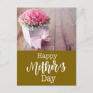 Tarjeta del Día de la Madre con rosas rosadas