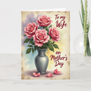 Tarjeta del Día de la Madre con Rosas Rosadas de R