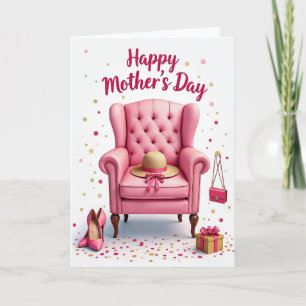 Tarjeta del Día de la Madre con Silla Rosa