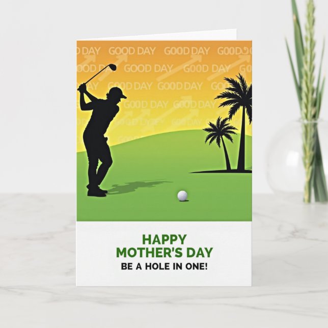 Tarjeta del Día de la Madre con Silueta de Golf (Anverso)