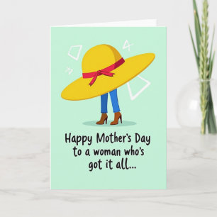 Tarjeta del Día de la Madre con Sombrero Soleado