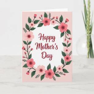 Tarjeta del Día de la Madre con suave rubor tierno