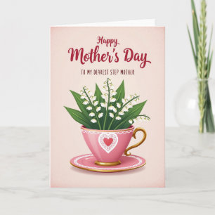Tarjeta del Día de la Madre con taza de té de enca