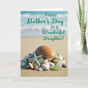 Tarjeta del Día de la Madre con tema de costa