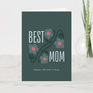 Tarjeta del Día de la Madre con tema verde y flore