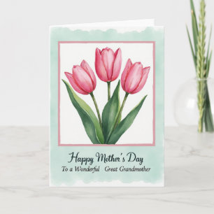 Tarjeta del Día de la Madre con Tulipanes en Acuar