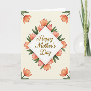 Tarjeta del Día de la Madre con Tulipanes Melocotó