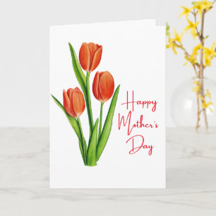 Tarjeta del Día de la Madre con tulipanes rojos