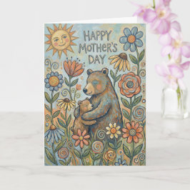Tarjeta del Día de la Madre con un Abrazo de Oso