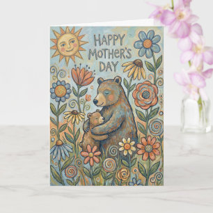 Tarjeta del Día de la Madre con un Abrazo de Oso