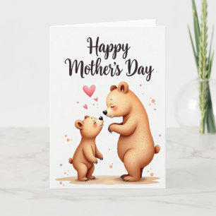Tarjeta del Día de la Madre con un Abrazo de Oso
