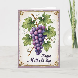 Tarjeta del Día de la Madre con Uvas Moradas