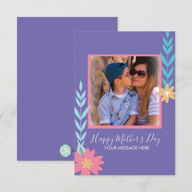 Tarjeta del Día de la Madre con vegetación primave (Anverso / Reverso)
