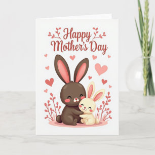 Tarjeta del Día de la Madre Conejo Amoroso